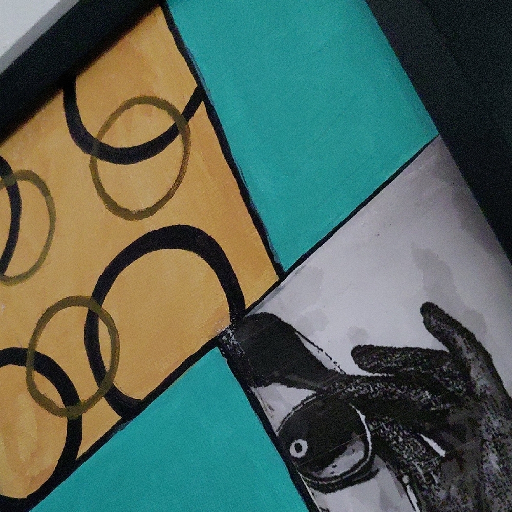 Abstract Geometric Art in Black Frame - Picture 3 of 7
